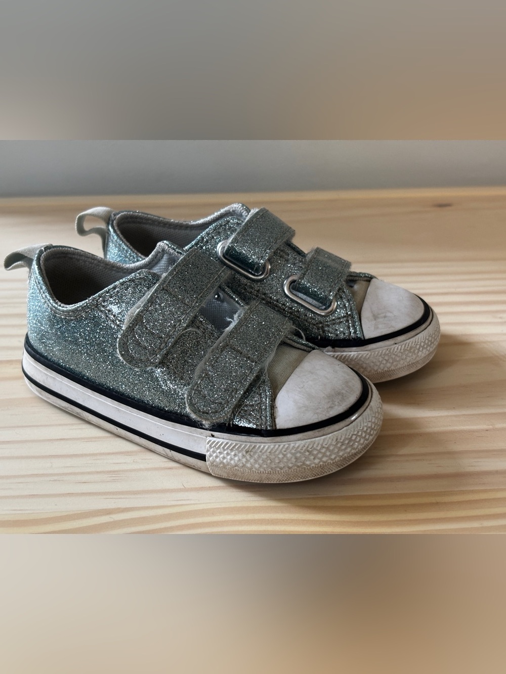 Converse Kids Glitter Velcro Sneakers — Blue Silver Glitter